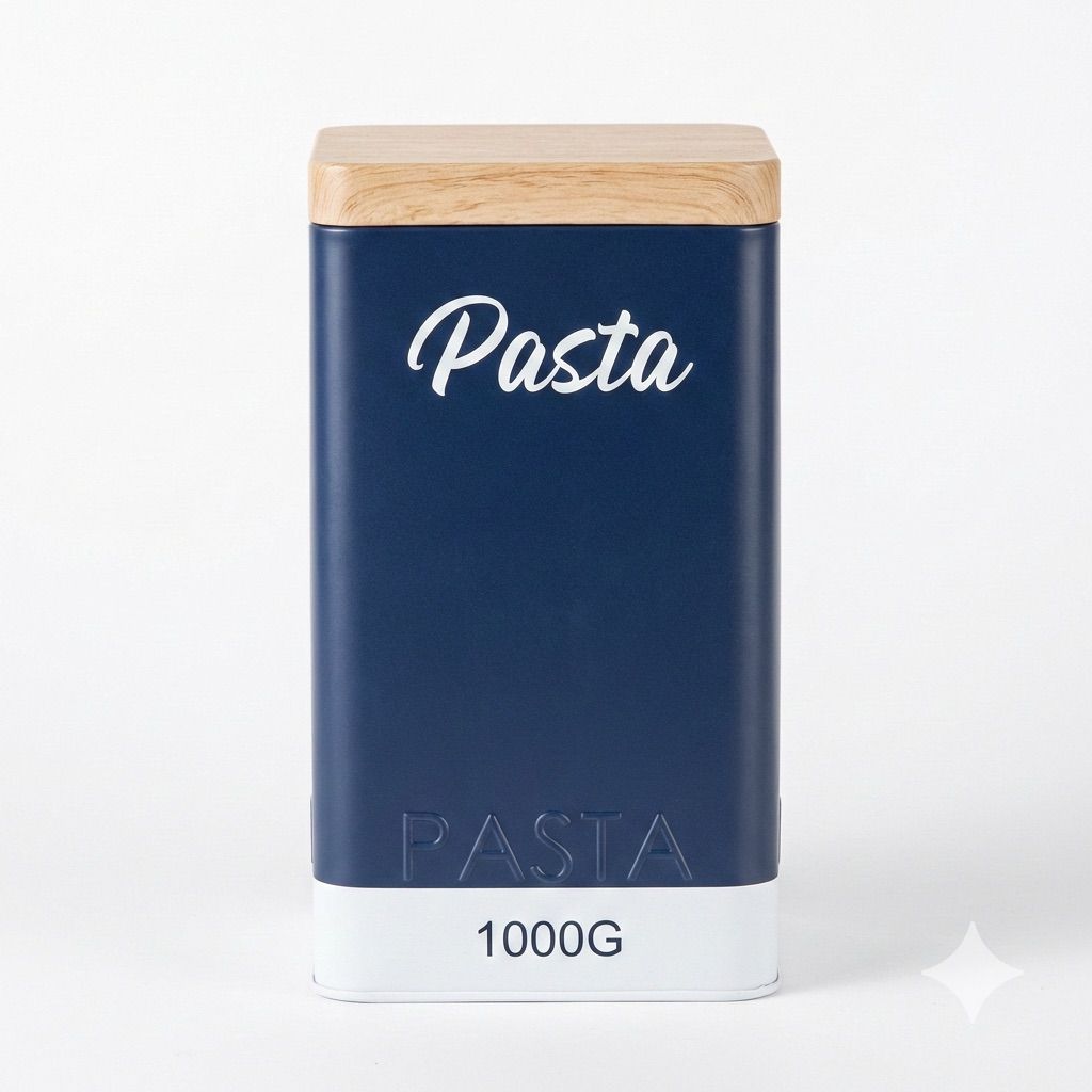 Nautical Navy Pasta Tin with Wood Lid