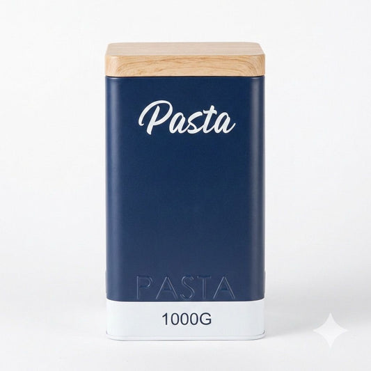 Nautical Navy Pasta Tin with Wood Lid