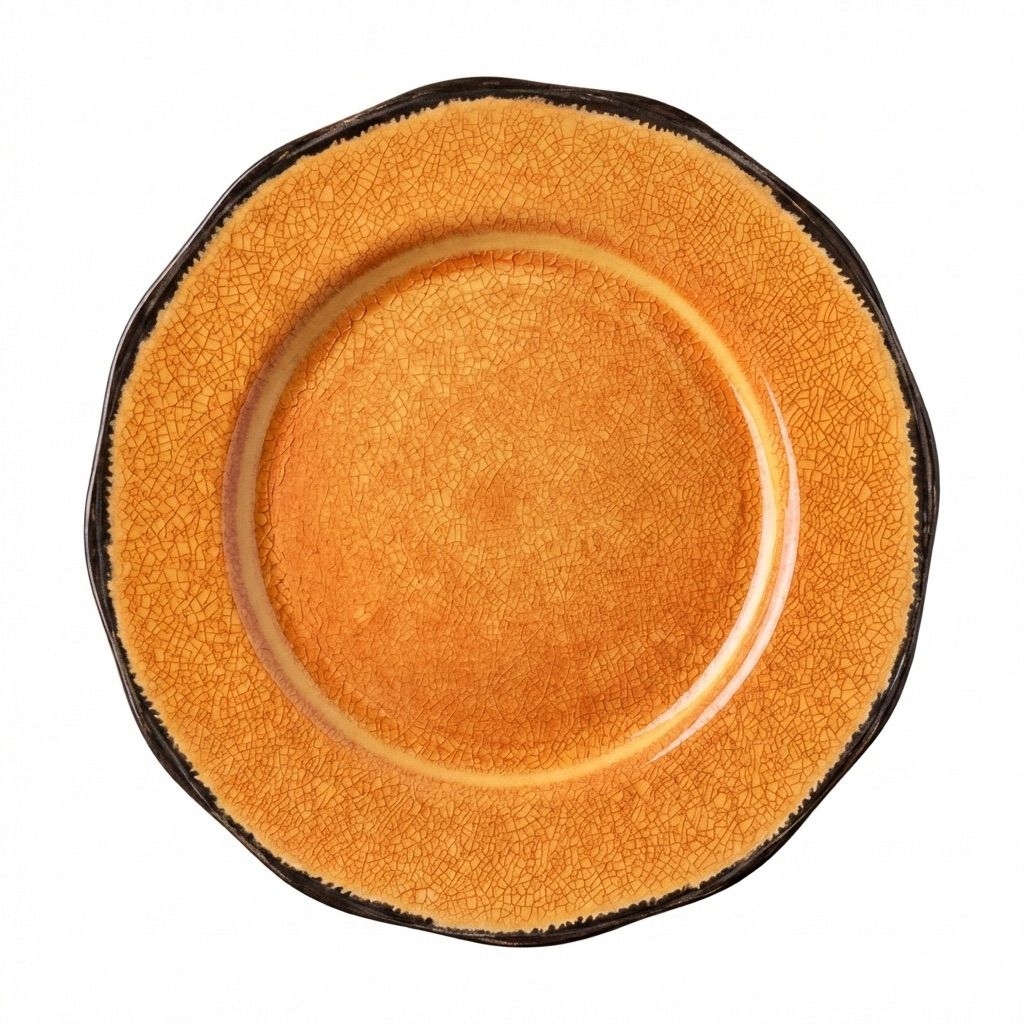 Amber Crackle Glaze Ceramic Plate
