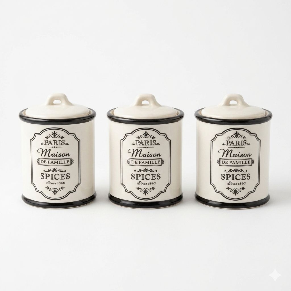 Vintage Ceramic Spice Jar Set with Lids