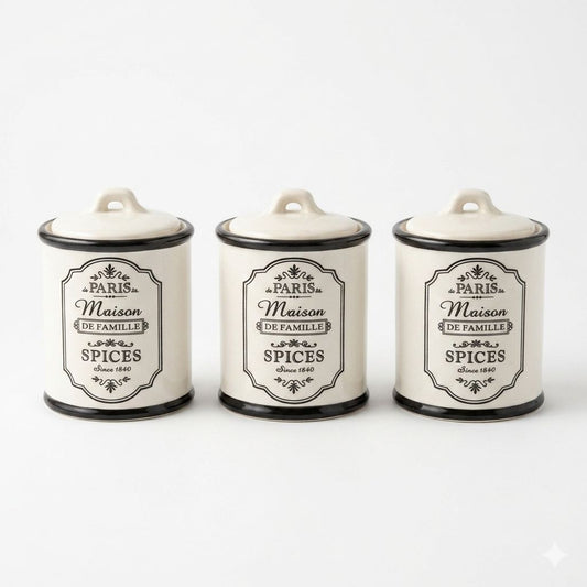 Vintage Ceramic Spice Jar Set with Lids