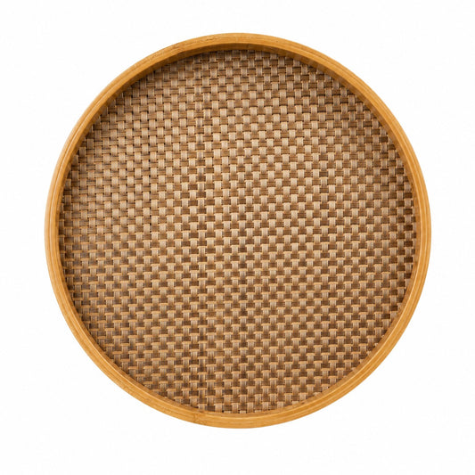 Natural Woven Bamboo Round Tray