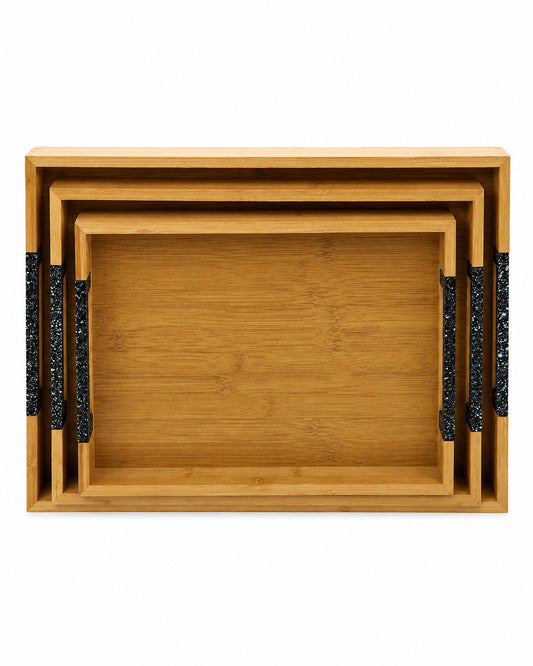 Modern Bamboo Serving Tray Set (3-Piece)