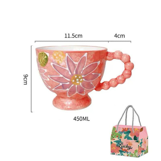 Vibrant Floral Footed Breakfast Mug