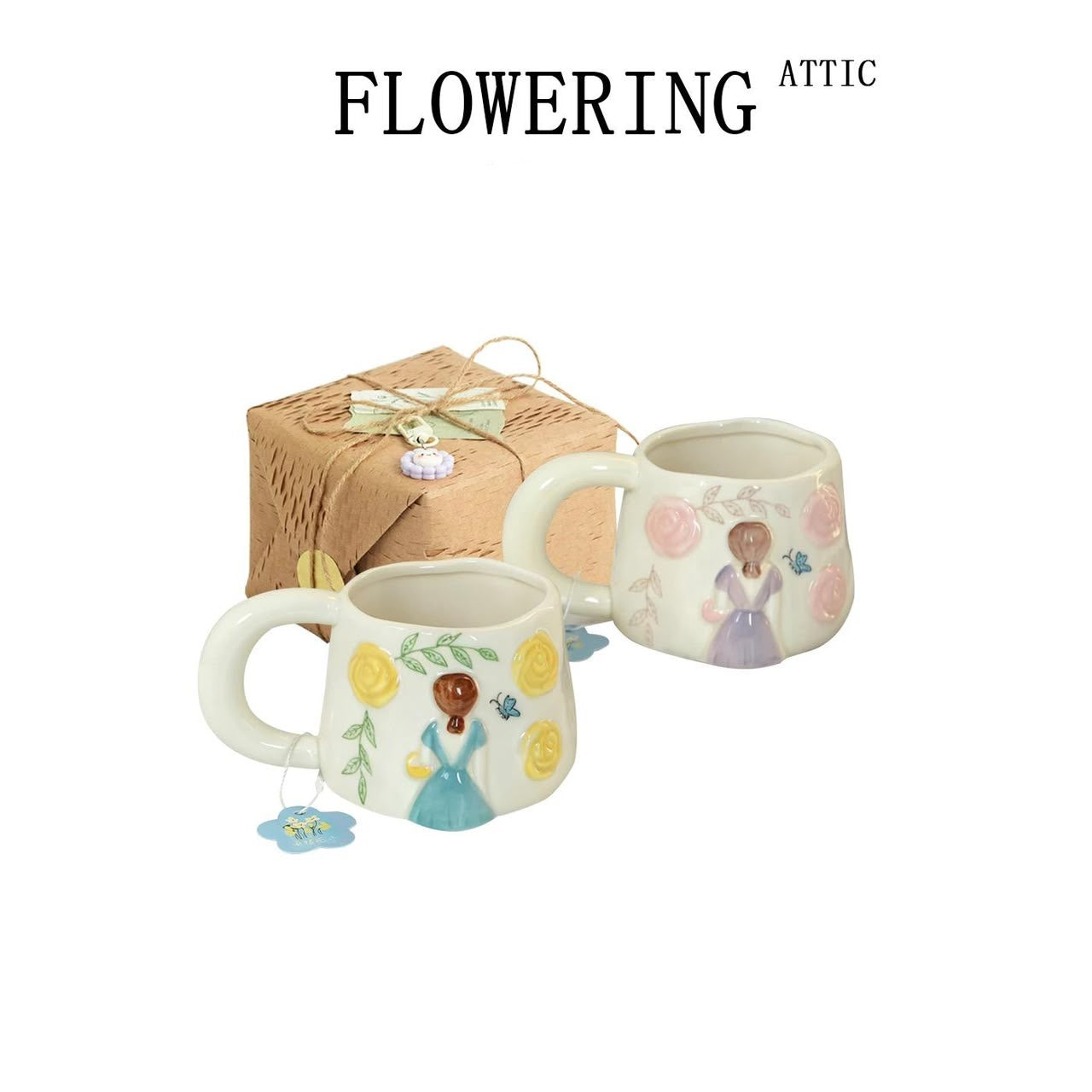 3D Girl & Flower Ceramic Mug