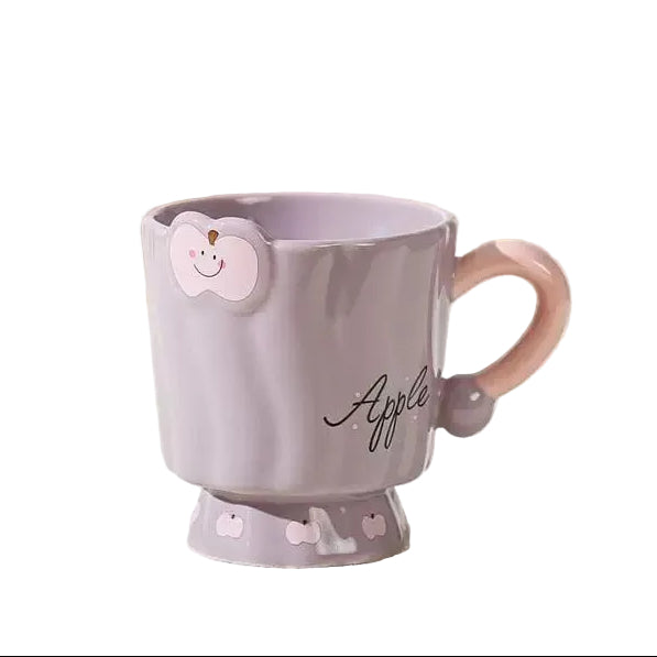 Whimsical Apple-Themed Ceramic Footed Mug Collection