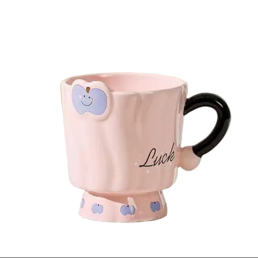 Whimsical Apple-Themed Ceramic Footed Mug Collection