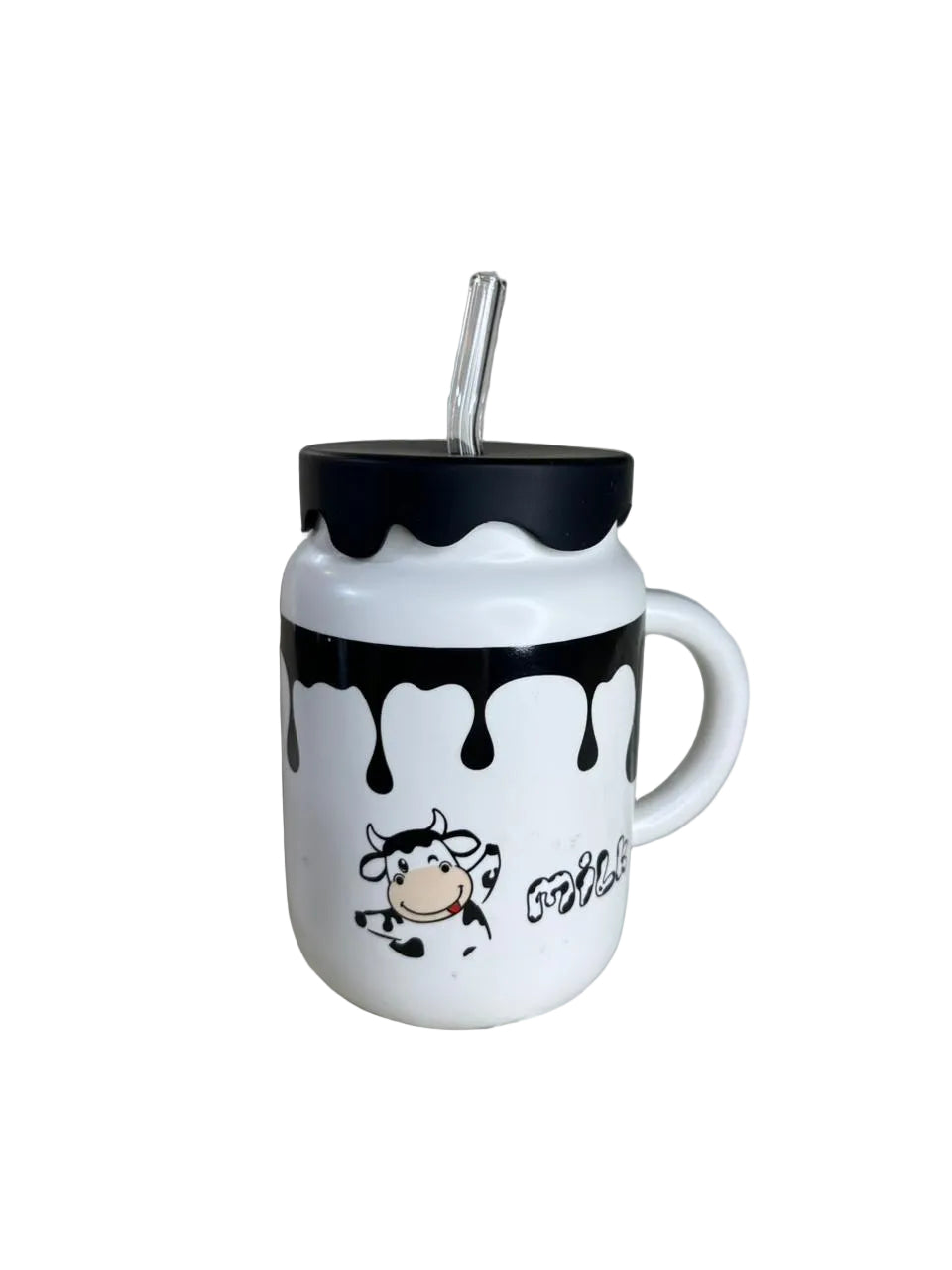 Playful Cow-Themed Mug with Lid and Straw – Fun Kitchenware