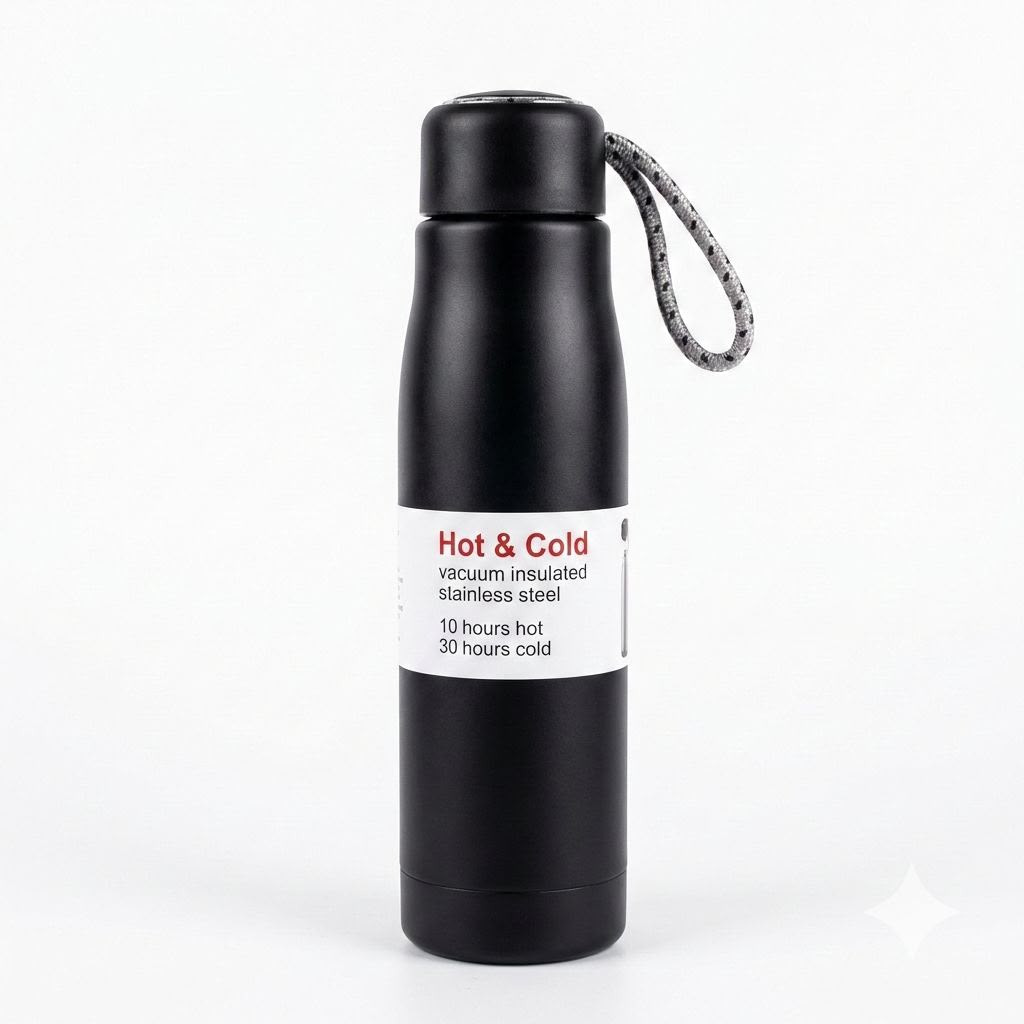 Premium Matte Black Vacuum Insulated Stainless Steel Thermal Bottle