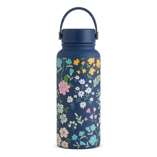 Charming Floral Print Stainless Steel Insulated Water Bottle