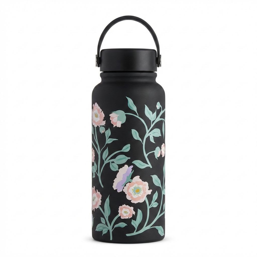 Charming Floral Print Stainless Steel Insulated Water Bottle