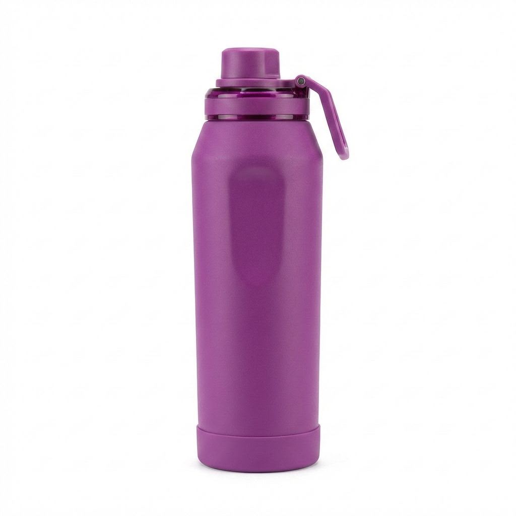 Minimalist Matte Navy Insulated Sport Water Bottle with Carry Handle 800 m