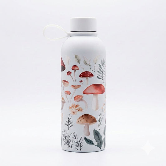 Whimsical Mushroom Print Stainless Steel Insulated Water Bottle