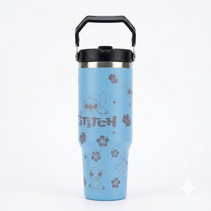 Playful Character-Themed Olive Green Stainless Steel Insulated Travel Tumbler