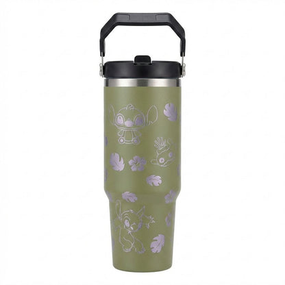 Playful Character-Themed Olive Green Stainless Steel Insulated Travel Tumbler