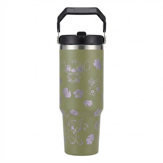 Playful Character-Themed Olive Green Stainless Steel Insulated Travel Tumbler
