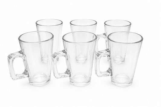 Clear Glass Coffee Mug Set - Set of 6