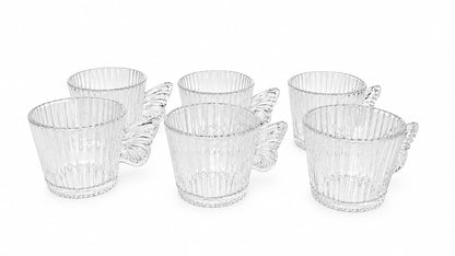 Butterfly Handle Crystal Coffee Cup Set - Set of 6