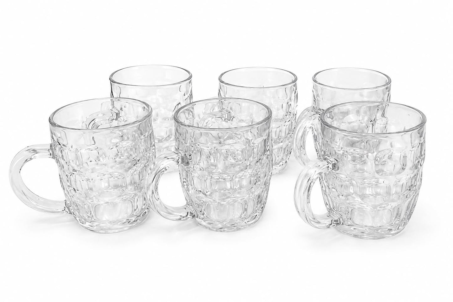 Classic Dimpled Glass Mug Set - Set of 6