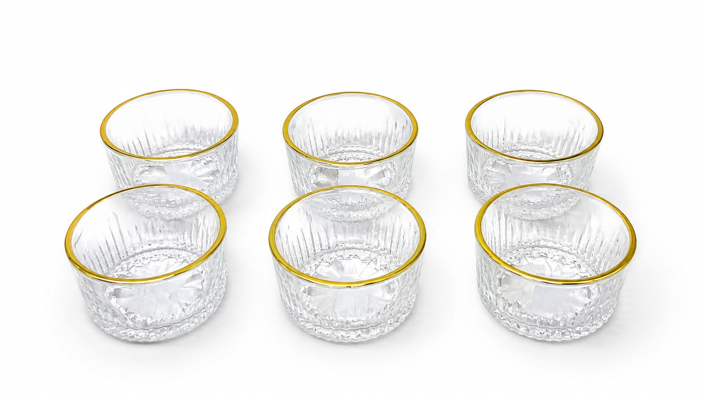 Golden Rim Crystal Dessert Glass- Set of 6