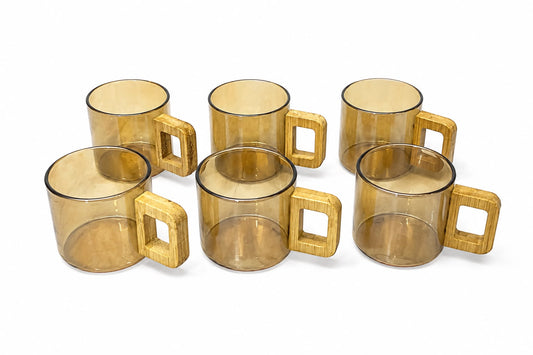Amber Glass Espresso Mug Set - Set of 6