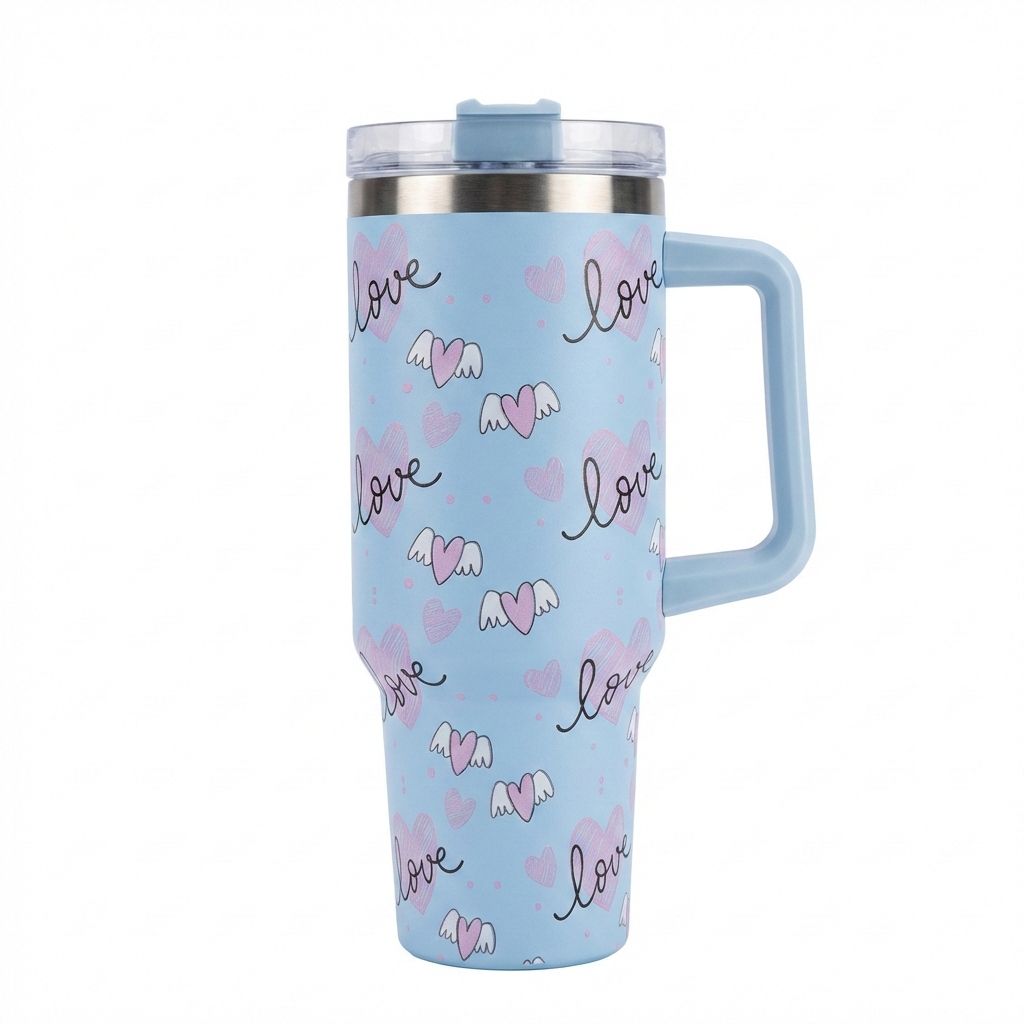 Floral Travel Mug with Handle