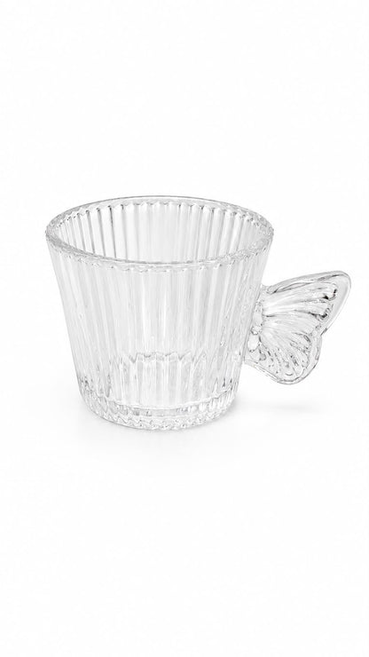 Butterfly Handle Crystal Coffee Cup Set - Set of 6