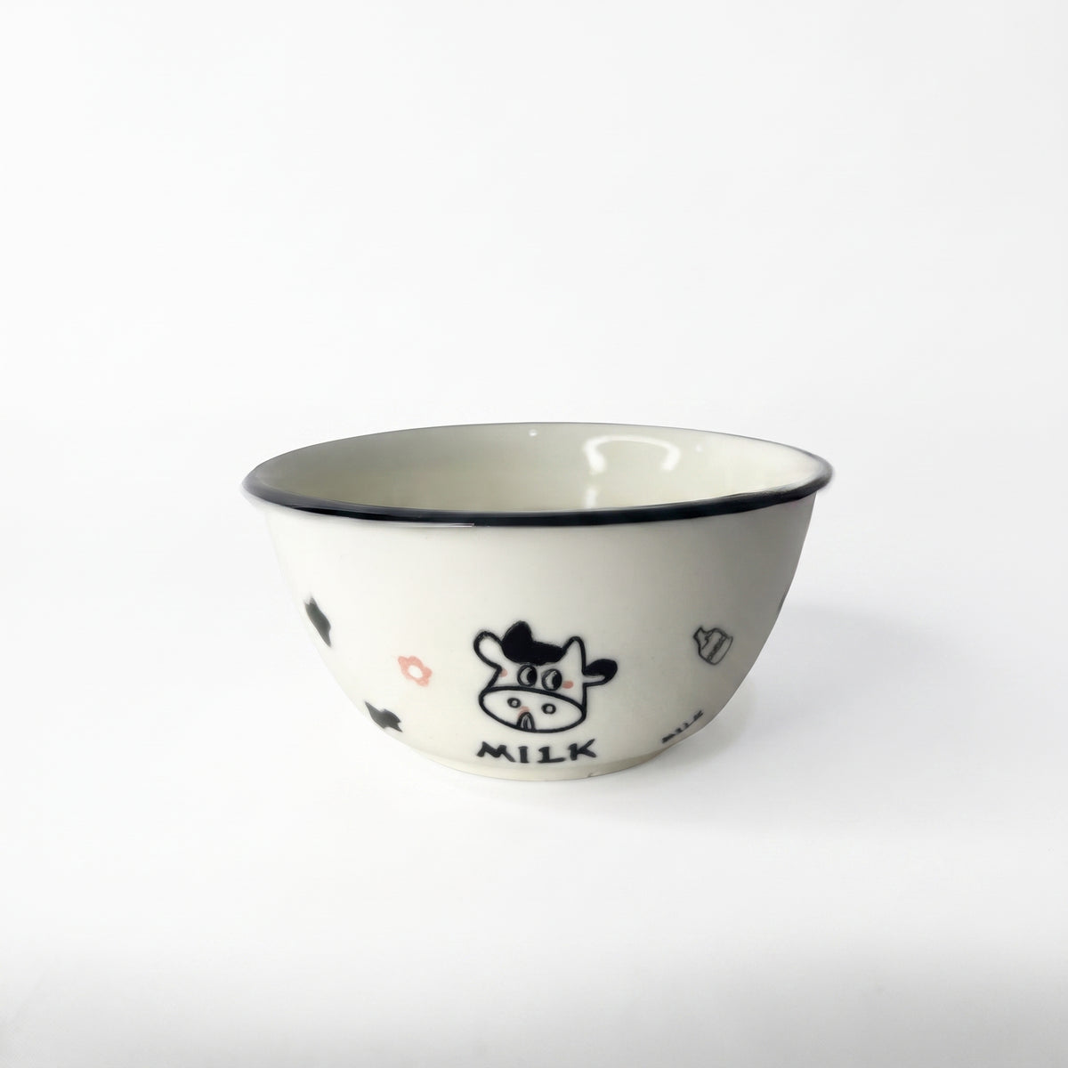 Small whimsical Cow and Milk Graphic Round Bowl