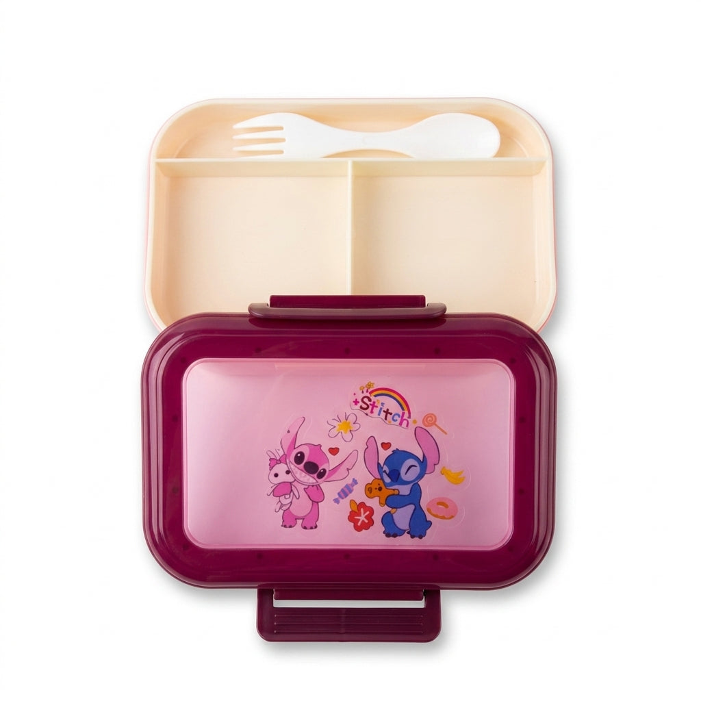 Character Themed Divided Bento Lunch Box with Cutlery