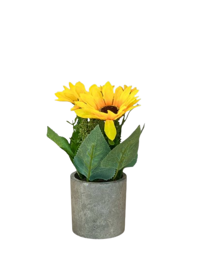 Artificial Sunflower in Cement Pot