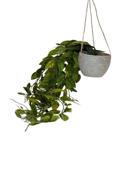 Hanging Artificial Green Vine Plant in Textured Pot