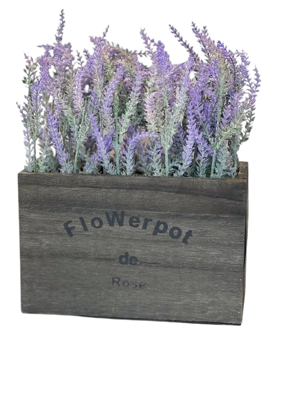 Rustic Lavender Wooden Flowerpot