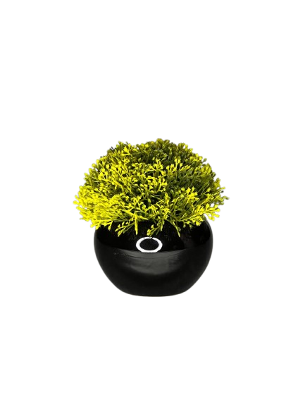 Mini Yellow Bloom Faux Plant in Black Pot