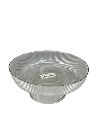 Ribbed Glass Footed Serving Bowl