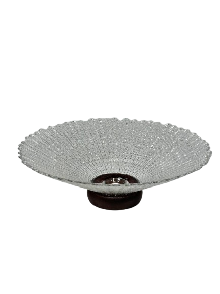 Textured Glass Pedestal Plate