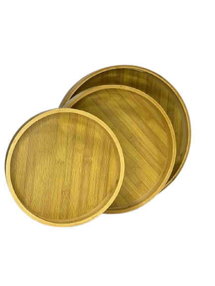 Round Bamboo Serving Trays – Set of 3