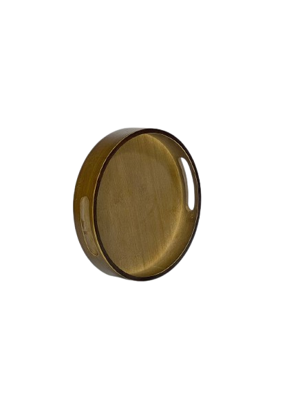 Round Wooden Serving Tray — Dark Finish