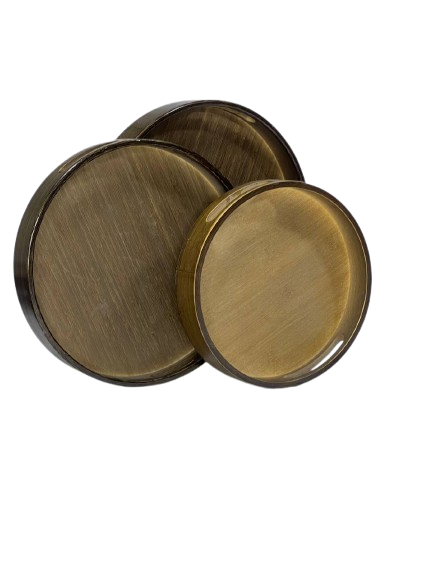 Round Wooden Serving Tray — Dark Finish