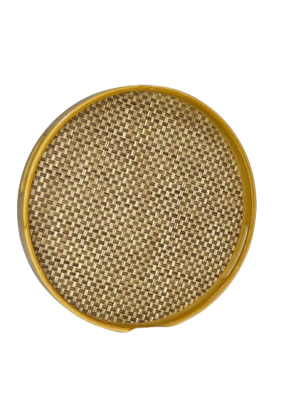 Round Bamboo Woven Serving Tray