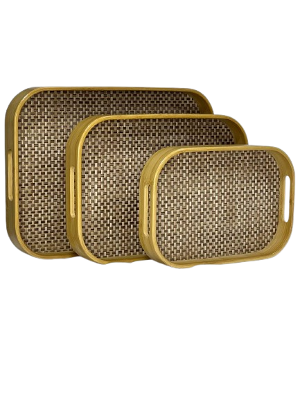 Rattan-Pattern Bamboo Serving Tray