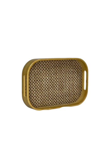 Rattan-Pattern Bamboo Serving Tray