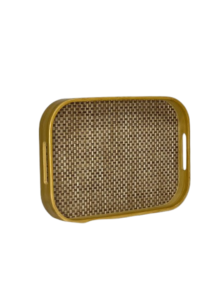 Rattan-Pattern Bamboo Serving Tray
