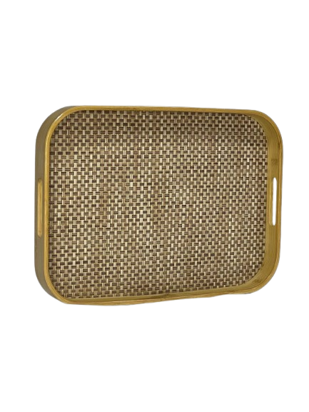 Rattan-Pattern Bamboo Serving Tray
